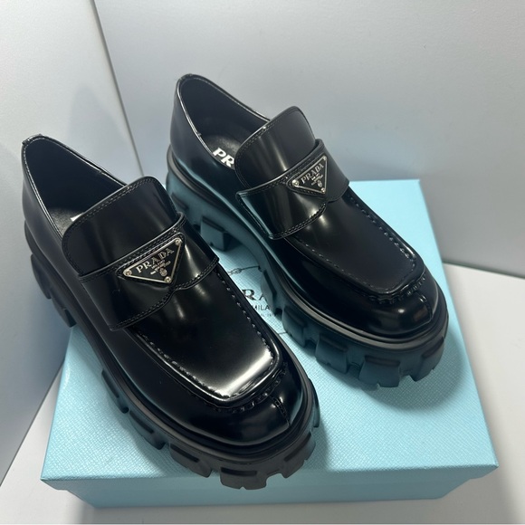 Prada Men's Glossy Black Slip-On Loafers - Picture 1 of 6